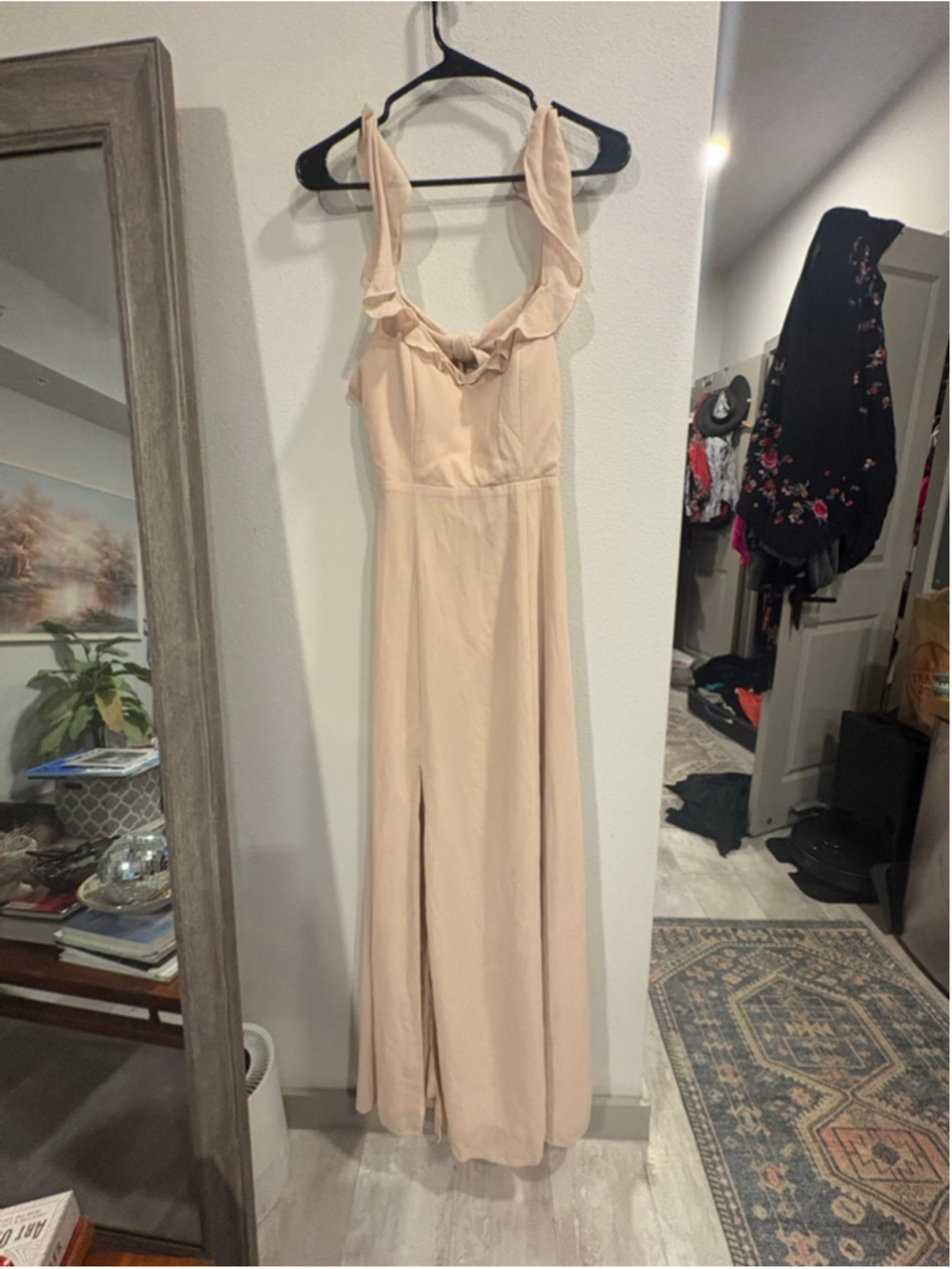 mini dress red Empowered Me - Red, Large | Hazel and Olive Easy Linen Slip Dress Size:14.5 sizechart-sleeveless-maxi-default frill straps